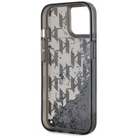 Juodas blizgus iPhone 15 dėklas su monograma Karl Lagerfeld
