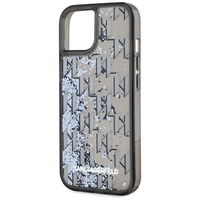 Juodas blizgus iPhone 15 dėklas su monograma Karl Lagerfeld