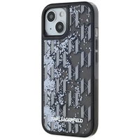 Juodas blizgus iPhone 15 dėklas su monograma Karl Lagerfeld
