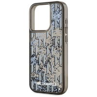 iPhone 15 Pro Max dėklas juodas su blizgučiais ir monograma Karl Lagerfeld