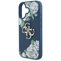 Mėlynas grublėtas iPhone 16 dėklas su 4G logotipu Guess