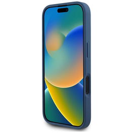 Mėlynas grublėtas iPhone 16 dėklas su 4G logotipu Guess