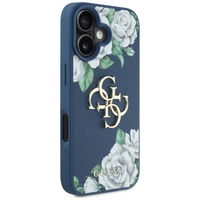 Mėlynas grublėtas iPhone 16 dėklas su 4G logotipu Guess