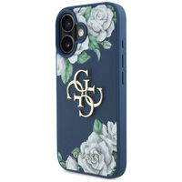 Mėlynas grublėtas iPhone 16 dėklas su 4G logotipu Guess