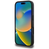 Juodas grublėtas iPhone 16 Pro dėklas su 4G logotipu Guess