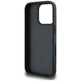 Juodas grublėtas iPhone 16 Pro dėklas su 4G logotipu Guess
