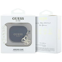 Juodas silikoninis AirPods 4 dėklas su pakabuku Guess
