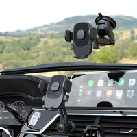 Automobilinis juodas telefono laikiklis su siurbtuku ir 360° sukimu