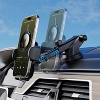 Automobilinis juodas telefono laikiklis su siurbtuku ir 360° sukimu