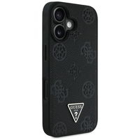 iPhone 16 juodas MagSafe dėklas su reljefiniu logotipu Guess