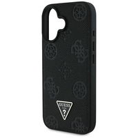 iPhone 16 juodas MagSafe dėklas su reljefiniu logotipu Guess