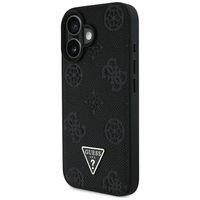iPhone 16 juodas MagSafe dėklas su reljefiniu logotipu Guess