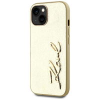 Auksinis iPhone 15 dėklas su metalo efektu Karl Lagerfeld
