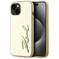 Auksinis iPhone 15 dėklas su metalo efektu Karl Lagerfeld