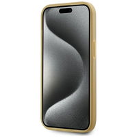 Auksinis iPhone 15 dėklas su metalo efektu Karl Lagerfeld