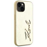 Auksinis iPhone 15 dėklas su metalo efektu Karl Lagerfeld