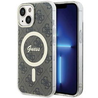 iPhone 15 Plus dėklas su MagSafe ruda apsauginė nugarėlė Guess