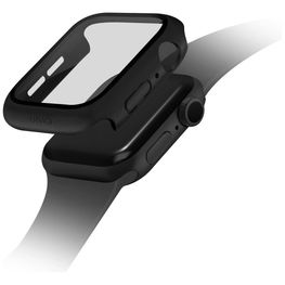 Apsauginis juodas dėklas Apple Watch 42mm laikrodžiui su stikliuku Uniq