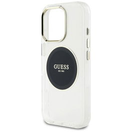 Permatomas juodas MagSafe dėklas iPhone 16 Pro su logotipu Guess