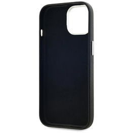 Juodas odinis iPhone 15 dėklas su apsauga Karl Lagerfeld