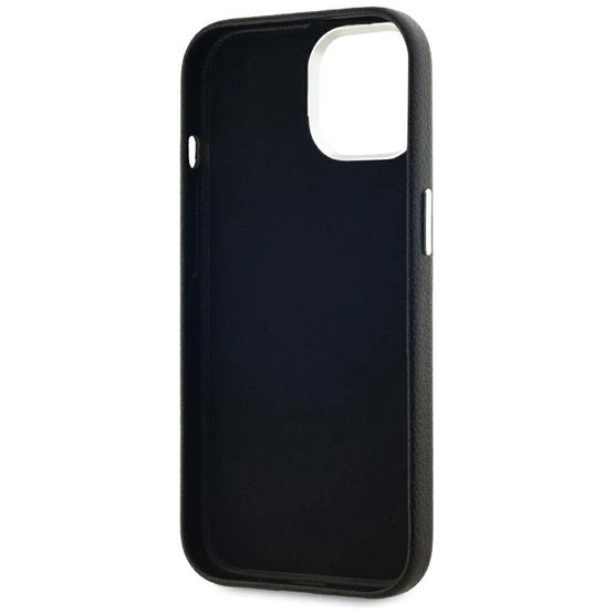 Juodas odinis iPhone 15 dėklas su apsauga Karl Lagerfeld