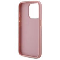 Rožinis silikoninis iPhone 15 Pro dėklas su metaliniu logotipu Karl Lagerfeld