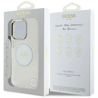 iPhone 16 Pro Max baltas MagSafe dėklas su logotipu Guess