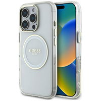 iPhone 16 Pro Max baltas MagSafe dėklas su logotipu Guess