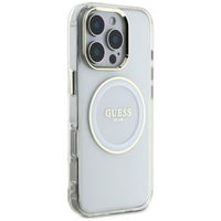 iPhone 16 Pro Max baltas MagSafe dėklas su logotipu Guess