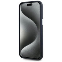 Juodas odinis iPhone 15 Pro dėklas su apsauga Karl Lagerfeld