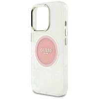 Skaidrus rožinis iPhone 16 Pro Max“ dėklas su MagSafe funkcija Guess