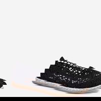 Moteriškos juodos vasarinės nėriniuotos espadrilės