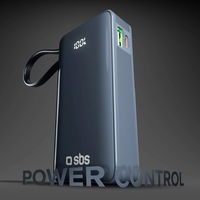 Išorinė baterija 10000 mAh su USB-C laidu ir ekranu SBS – tamsiai pilka