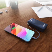 Išorinė baterija 10000 mAh su USB-C laidu ir ekranu SBS – tamsiai pilka