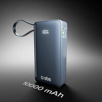 Išorinė baterija 10000 mAh su USB-C laidu ir ekranu SBS – tamsiai pilka