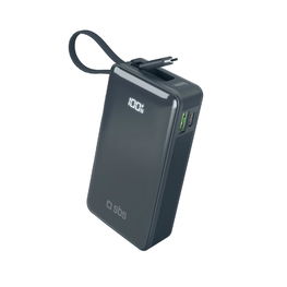 Išorinė baterija 10000 mAh su USB-C laidu ir ekranu SBS – tamsiai pilka