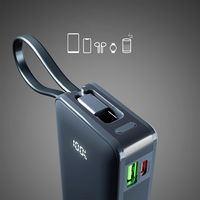 Išorinė baterija 10000 mAh su USB-C laidu ir ekranu SBS – tamsiai pilka