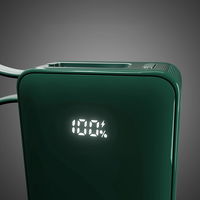 Išorinė baterija 10000 mAh žalia su USB-C laidu ir ekranu SBS