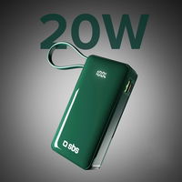 Išorinė baterija 10000 mAh žalia su USB-C laidu ir ekranu SBS