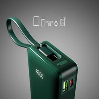 Išorinė baterija 10000 mAh žalia su USB-C laidu ir ekranu SBS