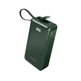 Išorinė baterija 10000 mAh žalia su USB-C laidu ir ekranu SBS