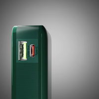 Išorinė baterija 10000 mAh žalia su USB-C laidu ir ekranu SBS