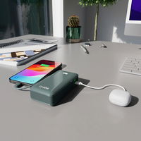 Išorinė baterija pilka 10000 mAh su USB-C laidu ir ekranu SBS