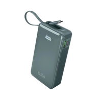 Išorinė baterija pilka 10000 mAh su USB-C laidu ir ekranu SBS