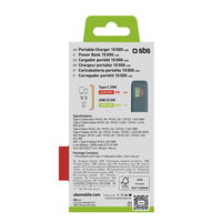 Išorinė baterija pilka 10000 mAh su USB-C laidu ir ekranu SBS