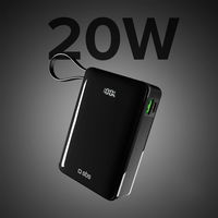 Išorinė baterija 20000 mAh su USB-C laidu ir ekranu SBS – juoda