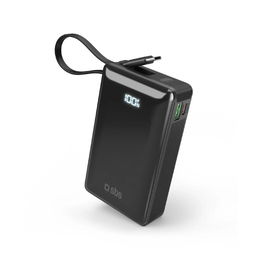 Išorinė baterija 20000 mAh su USB-C laidu ir ekranu SBS – juoda