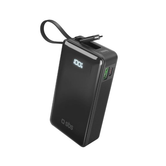 Išorinė baterija 10000 mAh su USB-C laidu ir ekranu SBS