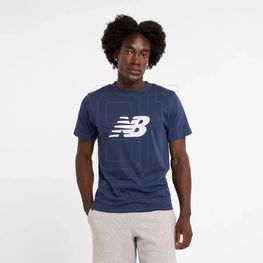 Vyriški tamsiai mėlyni medvilniniai marškinėliai su logotipu New Balance