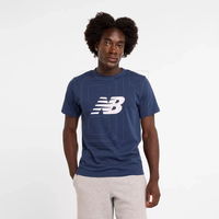 Vyriški tamsiai mėlyni medvilniniai marškinėliai su logotipu New Balance